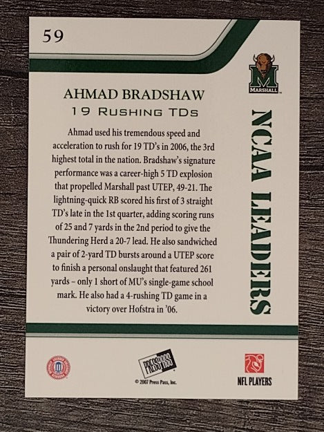 2007 Press Pass #59 Ahmad Bradshaw LDR