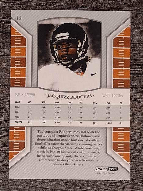 2011 Press Pass Legends #12 Jacquizz Rodgers