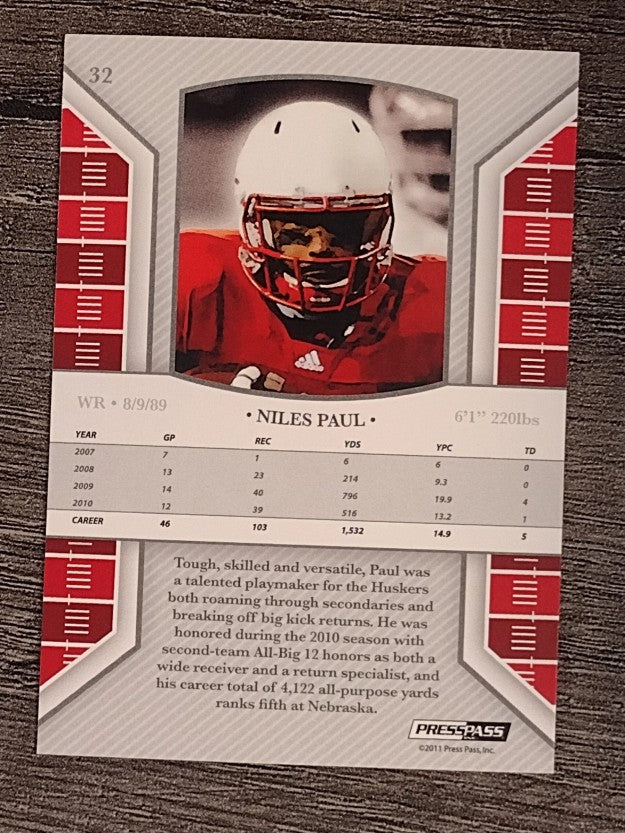 2011 Press Pass Legends #32 Niles Paul