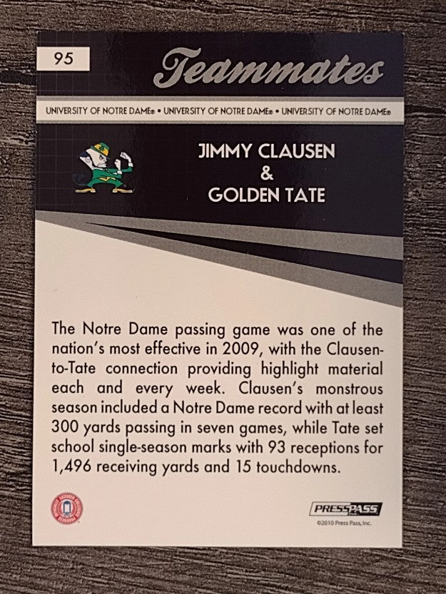 2010 Press Pass #95 Jimmy Clausen TM/Golden Tate
