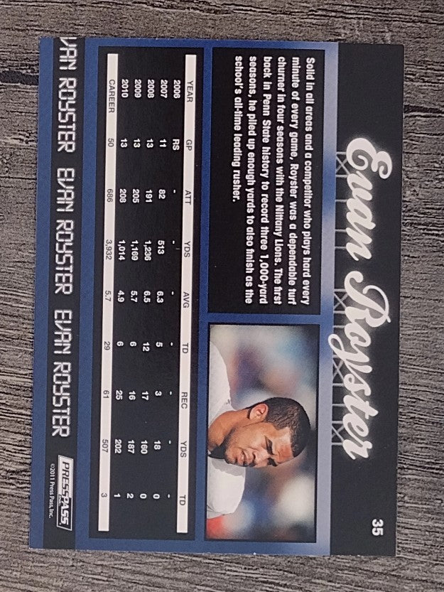 2011 Press Pass #35 Evan Royster