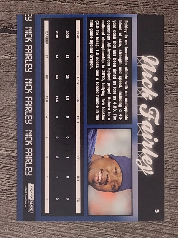 2011 Press Pass #5 Nick Fairley