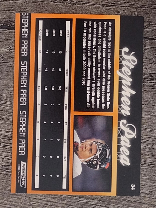 2011 Press Pass #34 Stephen Paea