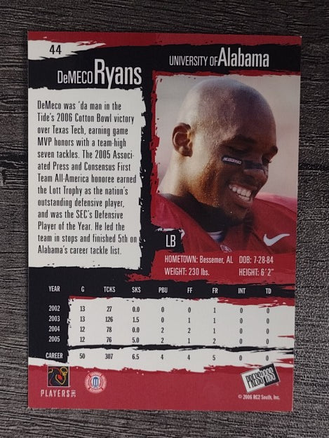 2006 Press Pass #44 DeMeco Ryans