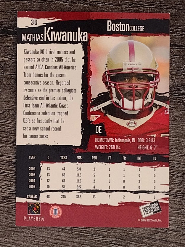2006 Press Pass #36 Mathias Kiwanuka