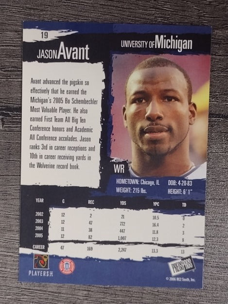 2006 Press Pass #19 Jason Avant