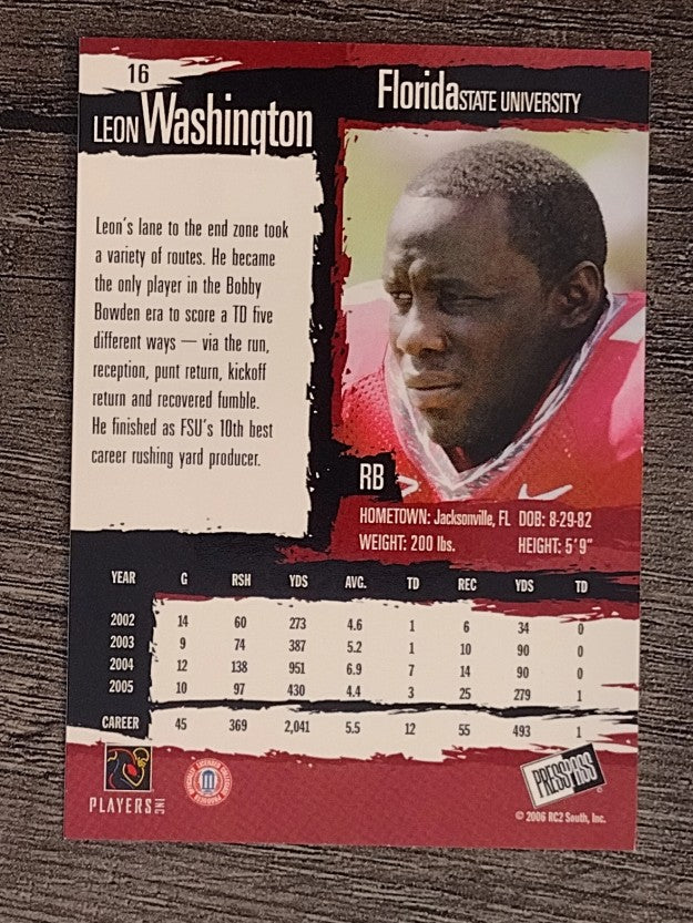 2006 Press Pass #16 Leon Washington