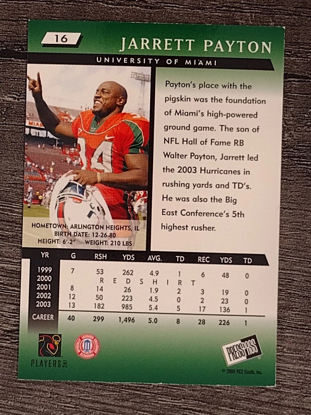 2004 Press Pass #16 Jarrett Payton