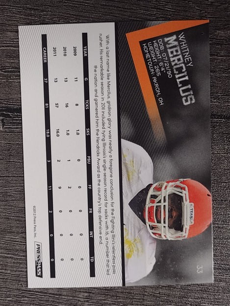 2012 Press Pass #33 Whitney Mercilus