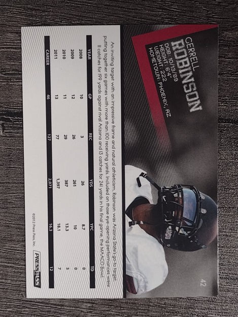 2012 Press Pass #42 Gerell Robinson