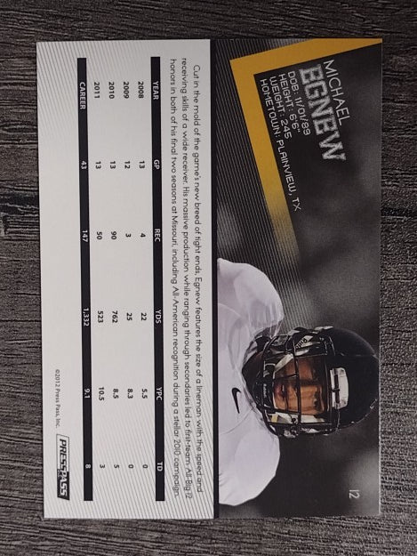 2012 Press Pass #12 Michael Egnew
