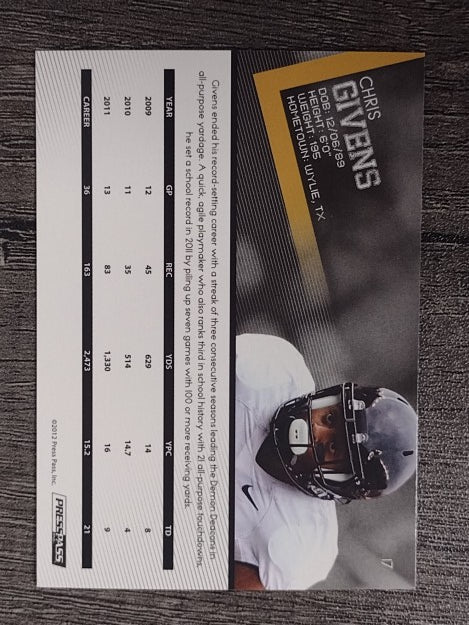 2012 Press Pass #17 Chris Givens