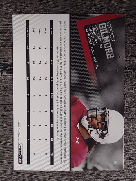 2012 Press Pass #16 Stephon Gilmore