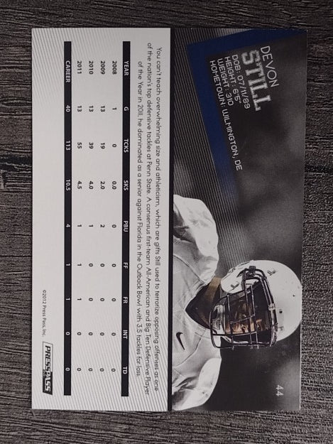 2012 Press Pass #44 Devon Still