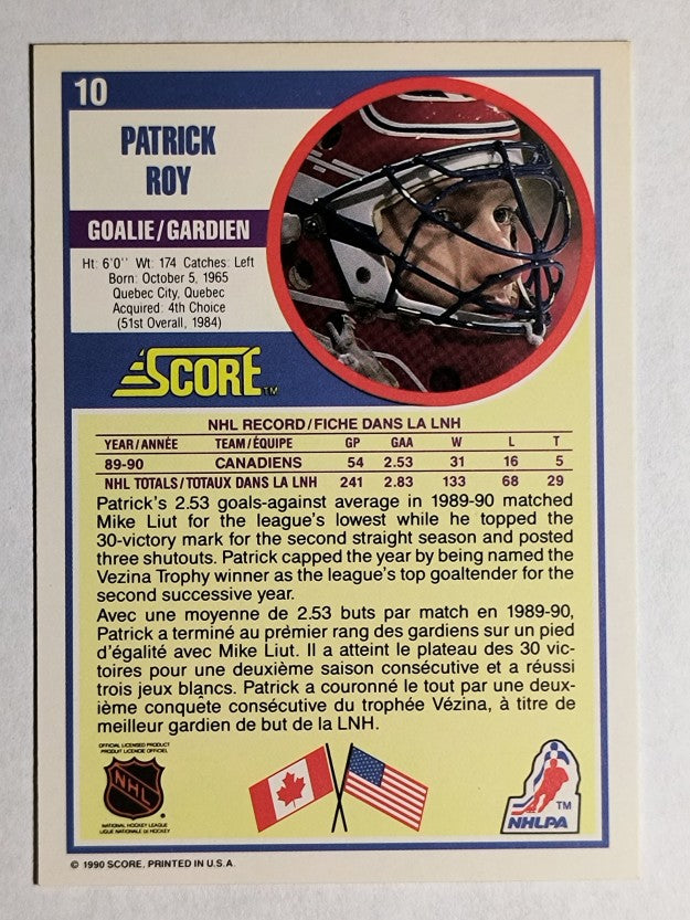 1990-91 Score Canadian #10 Patrick Roy