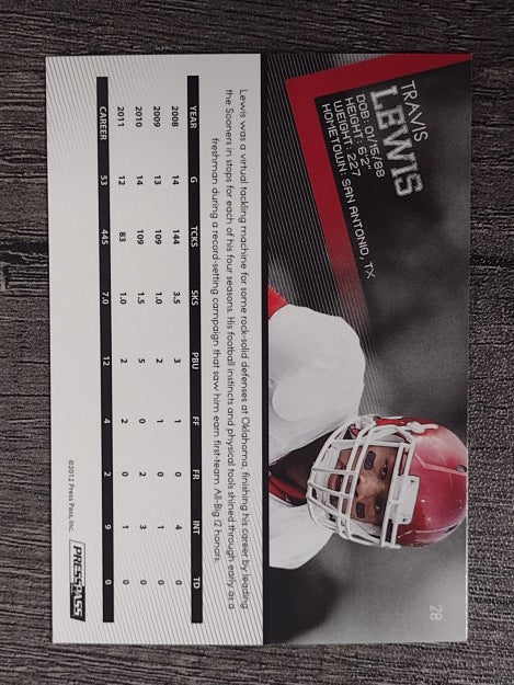 2012 Press Pass #28 Travis Lewis