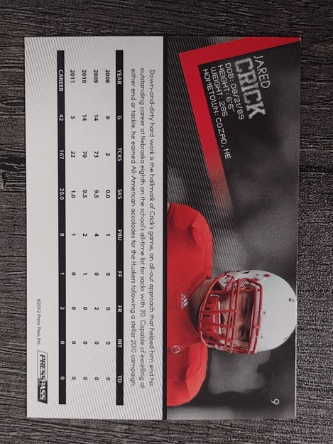 2012 Press Pass #9 Jared Crick