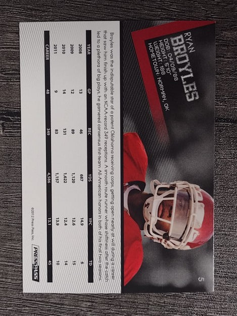 2012 Press Pass #5 Ryan Broyles