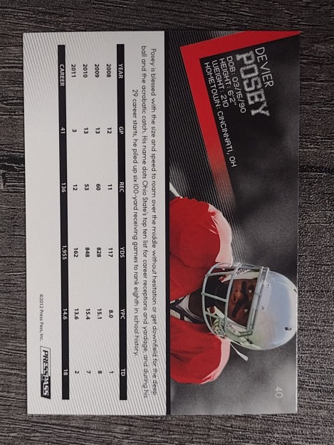 2012 Press Pass #40 DeVier Posey