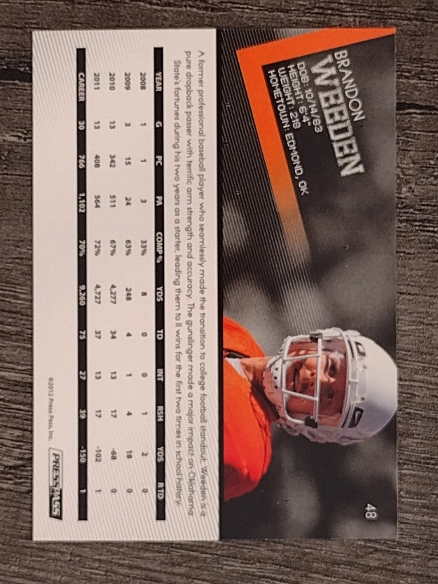 2012 Press Pass #48 Brandon Weeden
