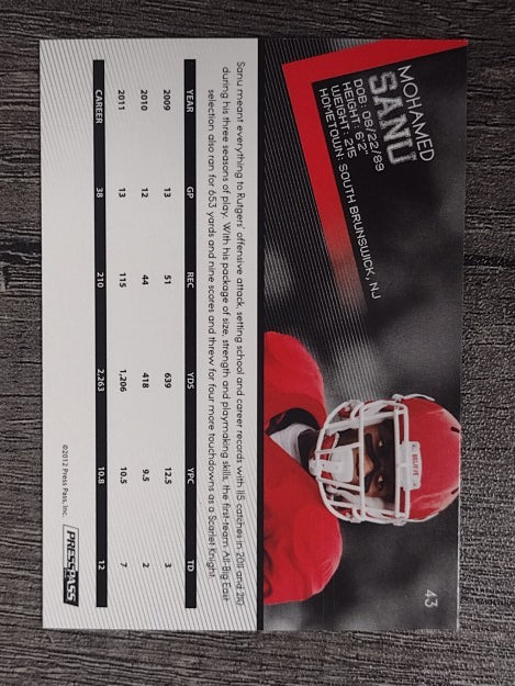 2012 Press Pass #43 Mohamed Sanu