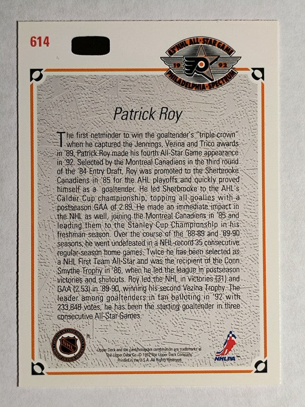 1991-92 Upper Deck #614 Patrick Roy AS
