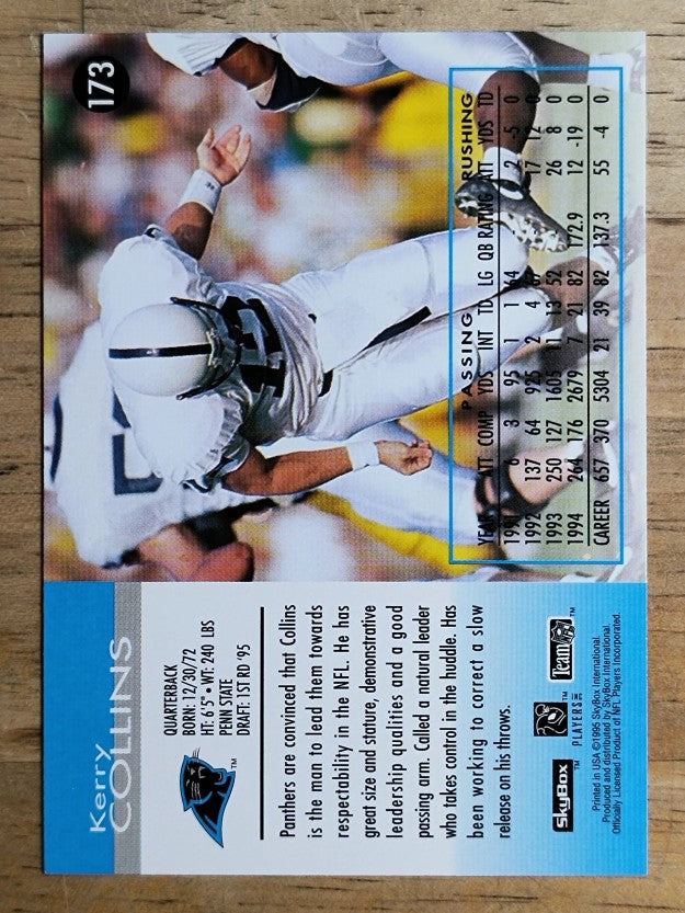 1995 SkyBox Impact #173 Kerry Collins RC