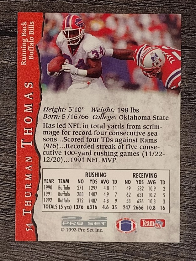 1993 Pro Set #54 Thurman Thomas