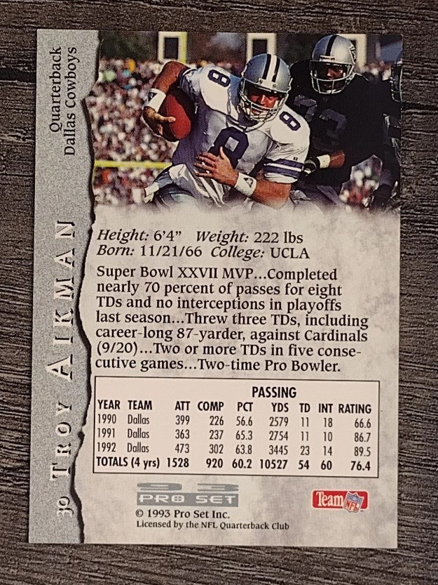 1993 Pro Set #30 Troy Aikman