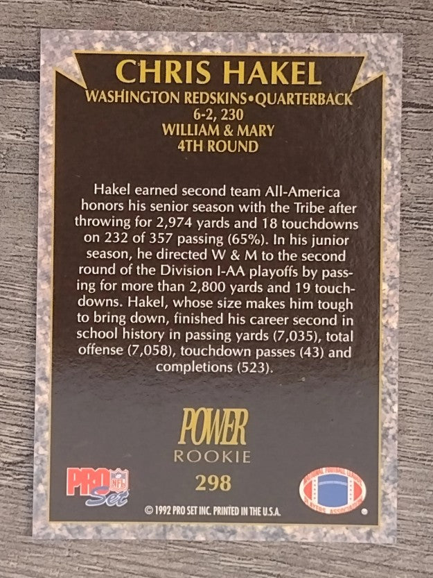 1992 Power #298 Chris Hakel RC