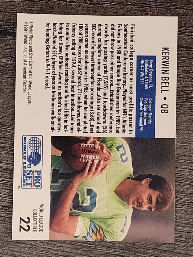1991 Pro Set WLAF Inserts #22 Kerwin Bell
