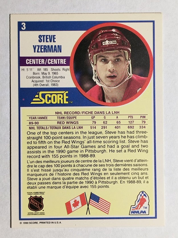 1990-91 Score Canadian #3 Steve Yzerman