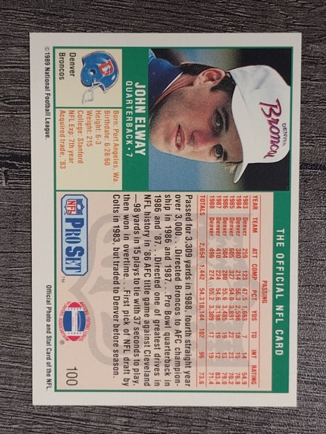 1989 Pro Set #100B John Elway TRADE