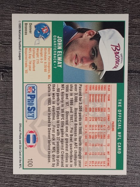 1989 Pro Set #100B John Elway TRADE