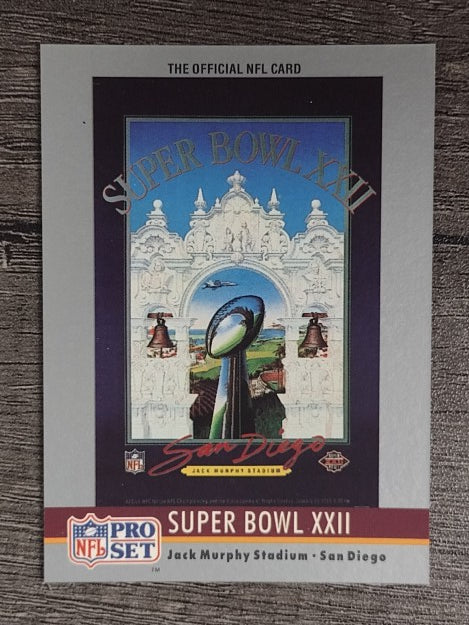 1990 Pro Set Theme Art #22B Super Bowl XXII COR/Jan. 31, 1988 on back