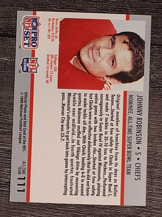 1990-91 Pro Set Super Bowl 160 #111 Johnny Robinson