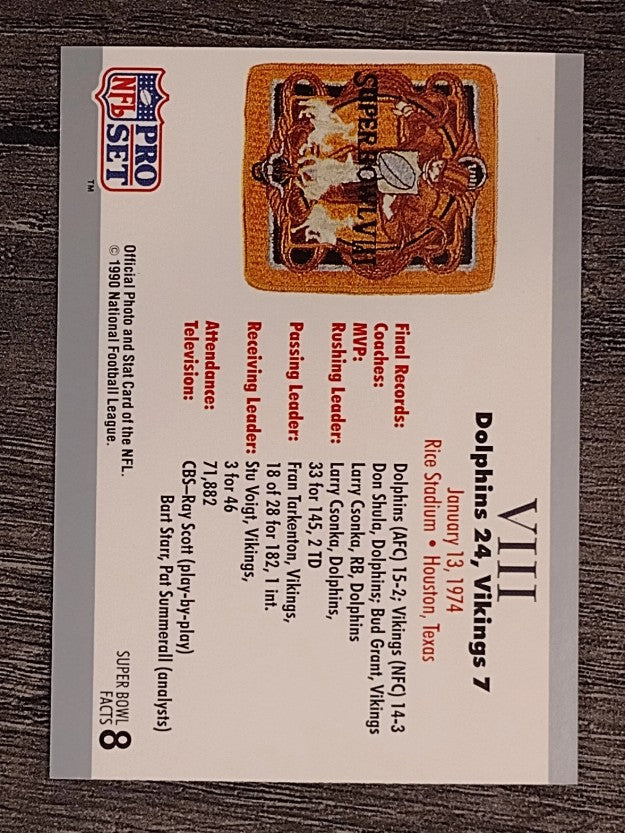 1990-91 Pro Set Super Bowl 160 #8 SB VIII Ticket