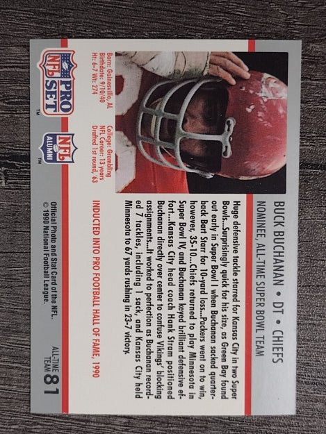 1990-91 Pro Set Super Bowl 160 #81 Buck Buchanan
