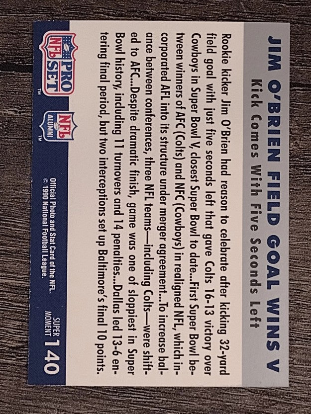 1990-91 Pro Set Super Bowl 160 #140 Jim O'Brien
