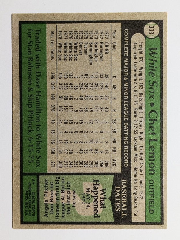 1979 Topps #333 Chet Lemon (VGEX)