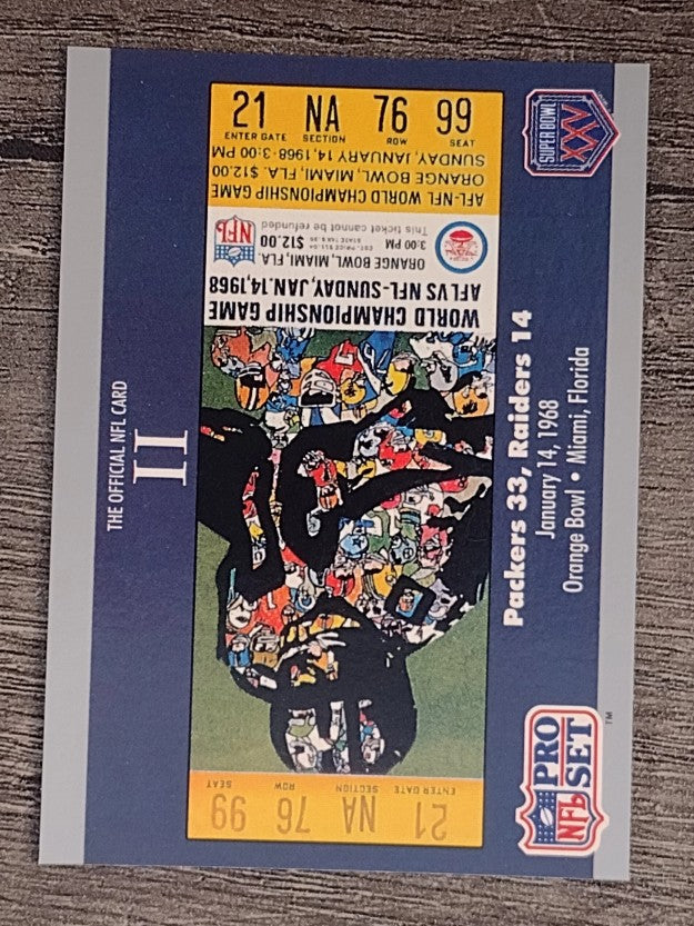 1990-91 Pro Set Super Bowl 160 #2 Super Bowl II Ticket