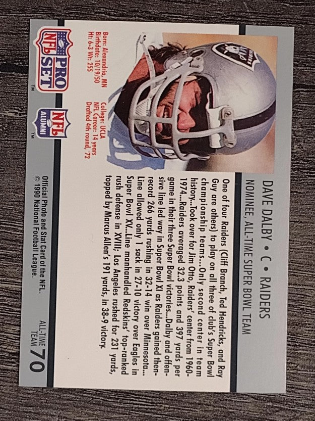1990-91 Pro Set Super Bowl 160 #70 Dave Dalby