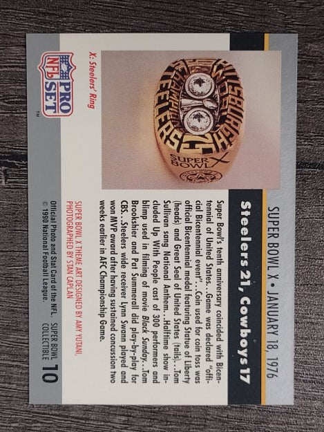 1990 Pro Set Theme Art #10 Super Bowl X