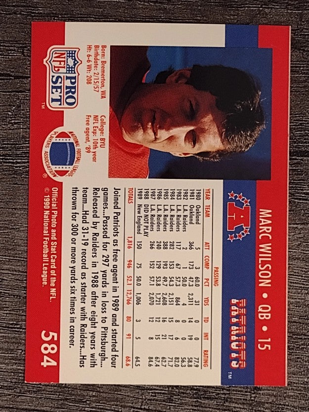 1990 Pro Set #584 Marc Wilson