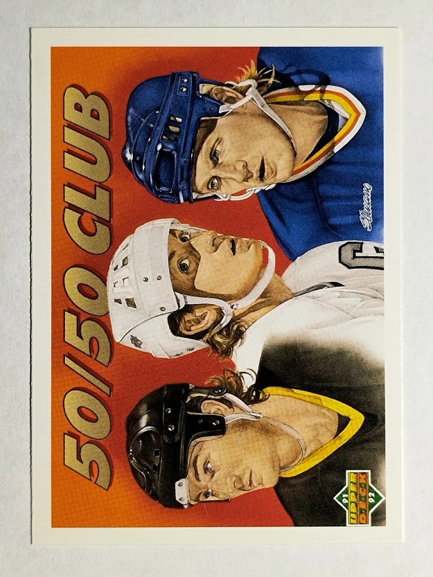 1991-92 Upper Deck #45 The 50/50 Club/Mario Lemieux/Wayne Gretzky/Brett Hull