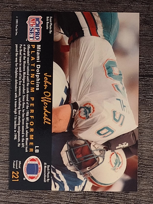 1991 Pro Set Platinum #221 John Offerdahl