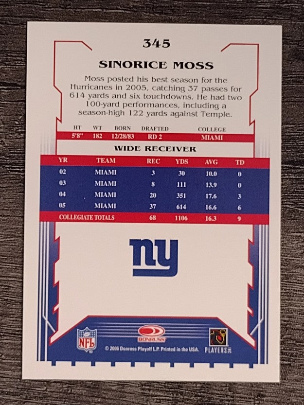 2006 Score #345 Sinorice Moss SP RC