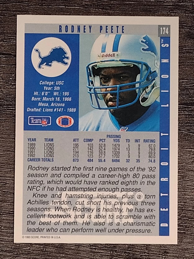 1993 Score #174 Rodney Peete