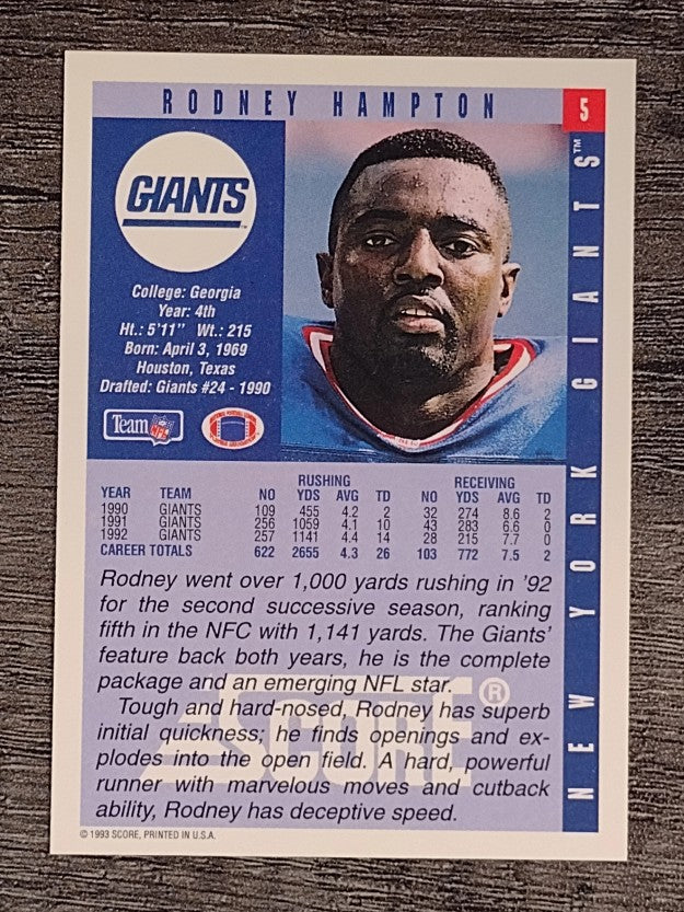 1993 Score #5 Rodney Hampton