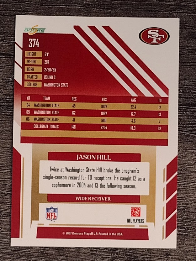 2007 Score #374 Jason Hill RC